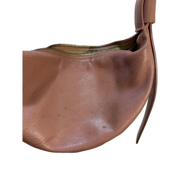 AllSaints Brown Leather Half Moon Crossbody Bag With Adjustable Strap & Gold Har - Picture 8 of 13